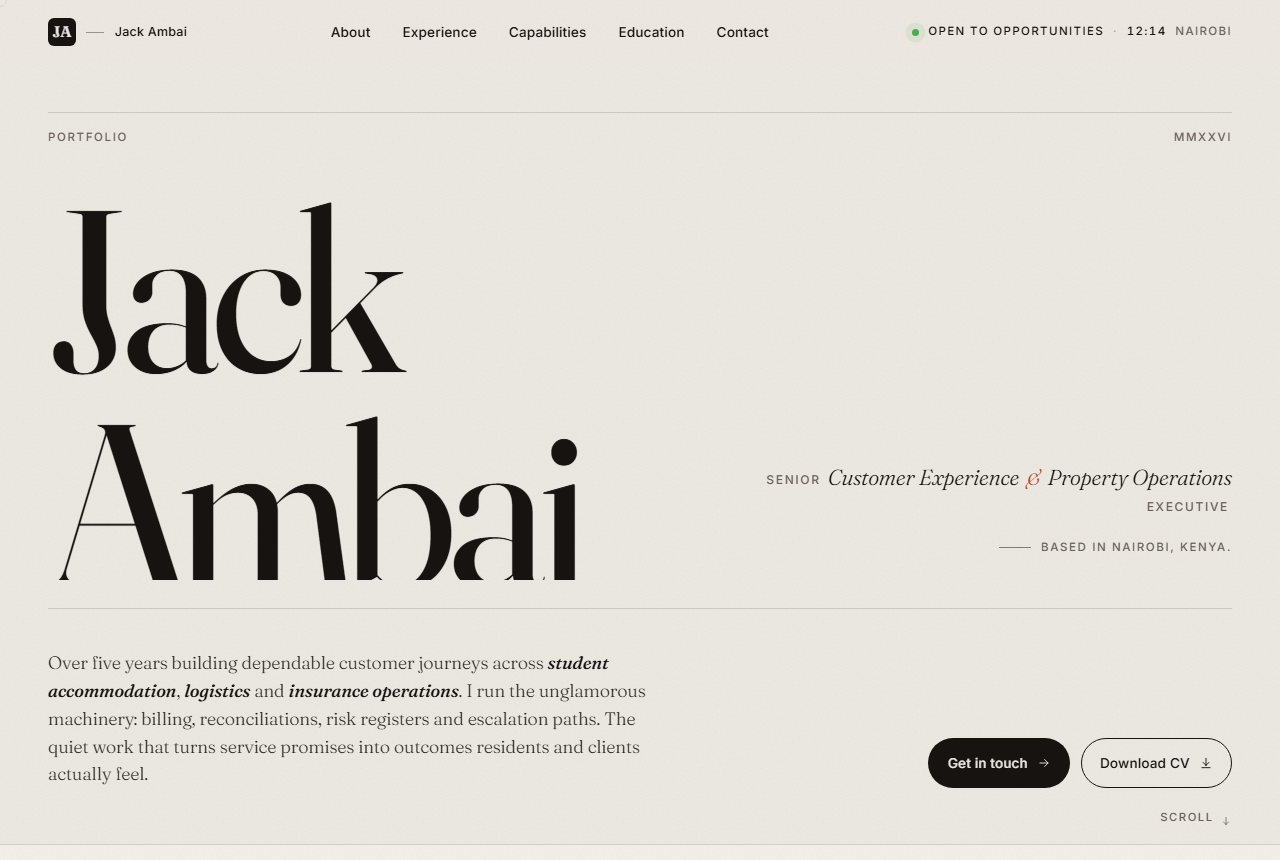 Jack Ambai portfolio website