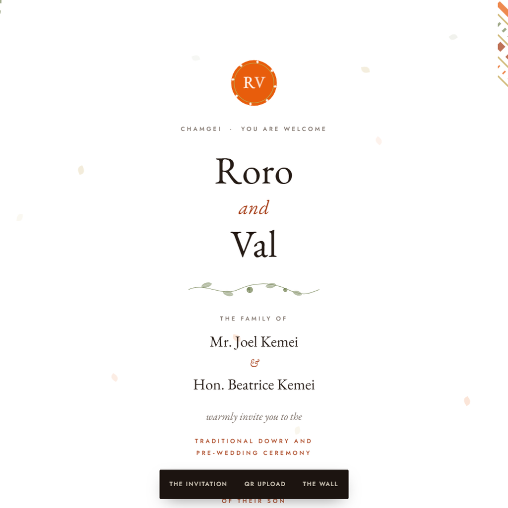Roro and Val traditional wedding invitation
